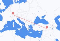 瑞士从苏黎世出发飞往瑞士前往迪亚巴克尔的航班