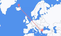 Vluchten van Grimsey, IJsland naar Mytilini, Griekenland