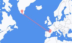グリーンランドのナルサクから、スペインのサラゴサまでのフライト