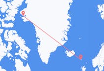 フェロー諸島のソルヴァーグルから、グリーンランドのカーナークまでのフライト