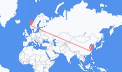 중국 원저우에서 출발해 노르웨이 송달에게(으)로 가는 항공편