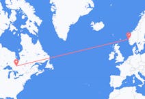 캐나다 티민스 출발, 노르웨이 베르겐 도착 항공편