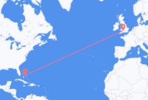 Flyreiser fra Nord Eleuthera, Bahamas til Bristol, England