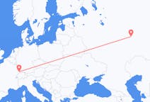Vluchten van Mulhouse, Zwitserland naar Kazan, Rusland