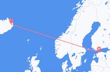 エストニアのタリンから、アイスランドのエギルスタジルまでのフライト