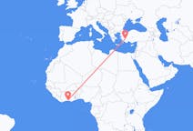 Flyreiser fra Abidjan, Elfenbenskysten til Denizli, Tyrkia