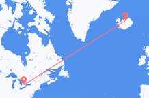 Vluchten van Waterloo, Canada naar Akureyri, IJsland