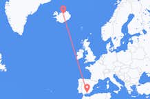 Vluchten van Granada, Spanje naar Akureyri, IJsland