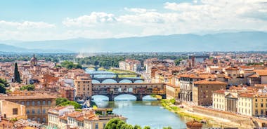 Florence Aerial View of Ponte Vecchio Bridge during Beautiful Sunny Day, Italy