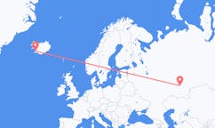 Fly fra byen Reykjavik til byen Ufa