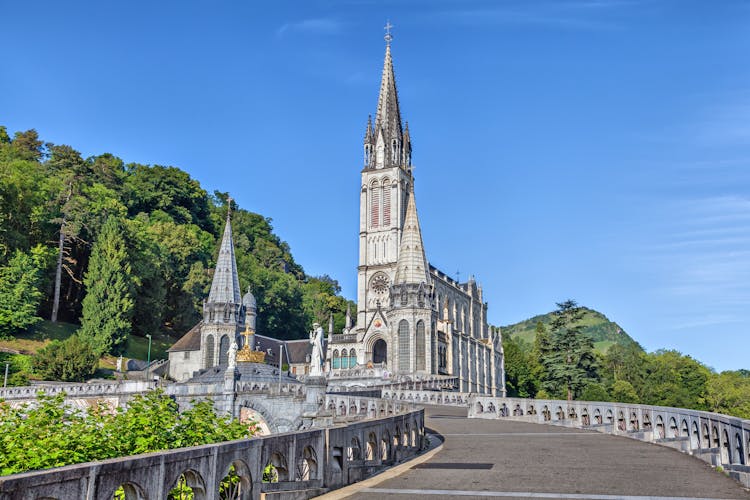Photo of rosary Basilica in Lourdes, Hautes-Pyrenees, France.