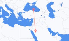 Vluchten van Al-`Ula, Saoedi-Arabië naar Samsun, Turkije