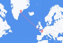 Vluchten van Poitiers, Frankrijk naar Kulusuk, Groenland