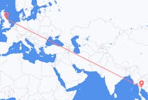 Vluchten van Bangkok, Thailand naar Durham, Engeland, Engeland