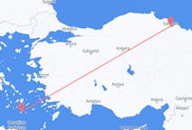 Vluchten van Samsun, Turkije naar Thera, Griekenland
