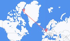 オランダのアイントホーフェンから、グリーンランドのカーナークまでのフライト