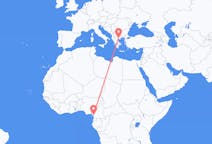 Vluchten van Douala, Kameroen naar Thessaloniki, Griekenland