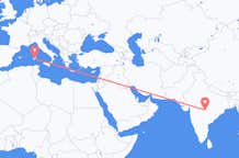 Flyreiser fra Nagpur, India til Cagliari, Italia