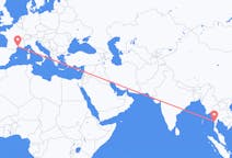 Flyrejser fra Myeik, Myanmar til Montpellier