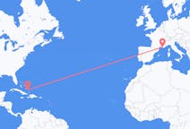 Flights from Spring Point, the Bahamas to Marseille, France