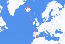 모로코 나도르에서 출발해 아이슬란드 아쿠레이리로(으)로 가는 항공편