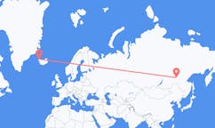Flights from the city of Neryungri, Russia to the city of Ísafjörður, Iceland
