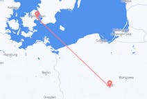 Vluchten van Kopenhagen, Denemarken naar Lodz, Polen