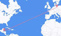 Flyg från Coxen Hole, Honduras till Berlin, Maryland, Tyskland
