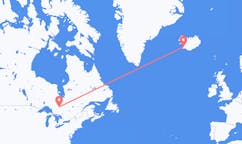 Flyg från staden Timmins, Kanada till staden Reykjavik, Island