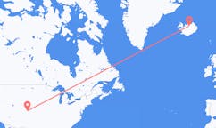 航班从美国科罗拉多泉市到阿克雷里市，冰岛塞尔