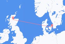 出发地 丹麦出发地 哥本哈根前往苏格兰的印威內斯的航班