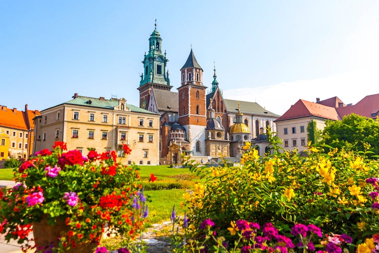 Photo of summer view of Wawel Royal Castle complex in Krakow.