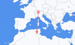 Loty z Tozeur, Tunezja do Mediolanu, Włochy