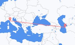 Loty z Turkmenbaszy, Turkmenistan do Pizy, Włochy
