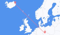 航班从捷克布拉格市到埃伊尔斯塔济市，冰岛塞尔