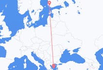 Vuelos de Esciros, Grecia a turkú, Finlandia
