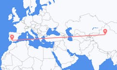 Flyreiser fra Korla, Kina til Sevilla, Spania