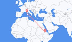 Flyg från Inda Silasē, Etiopien till Ajaccio, Frankrike