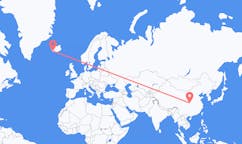 Flyg från staden Ankang, Kina till staden Reykjavik, Island