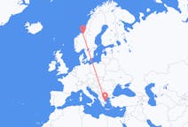 出发地 挪威出发地 特隆赫姆目的地 希腊斯基亚索斯的航班