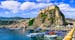 beautiful sea and towns of Calabria - medieval Scilla with old castle. South of Italy.