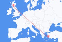 Flights from Kos in Greece to Glasgow in Scotland
