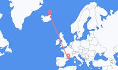 アイスランドのトールスホーンからから、スペインのジローナまでのフライト