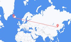 航班从中国乌兰浩特市市到雷克雅维克市，冰岛塞尔