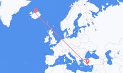 航班从土耳其安塔利亚市到阿克雷里市，冰岛塞尔