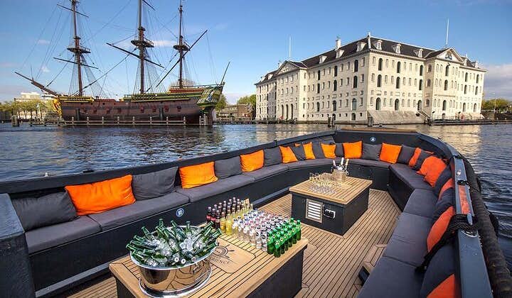 Flagship Amsterdam Open Boat Canal Cruise - Local live guide with bar on board