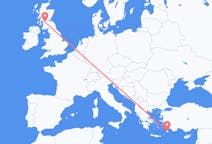Flights from Rhodes in Greece to Glasgow in Scotland