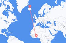 Flyreiser fra Accra, Ghana til Akureyri, Island