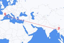 Flyrejser fra Heho, Myanmar (Burma) til Girona, Spanien