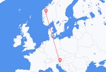 Vluchten van Ljubljana, Slovenië naar Sogndal, Noorwegen